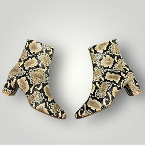 By FAR Sofia Snake-Effect Leather Ankle Boots Sz 39